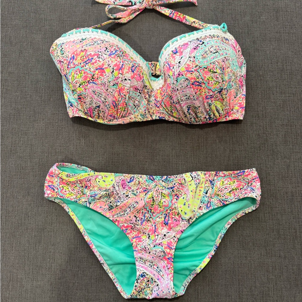 Shade & Shore Multicolor Paisley Bikini - Pink & Aqua